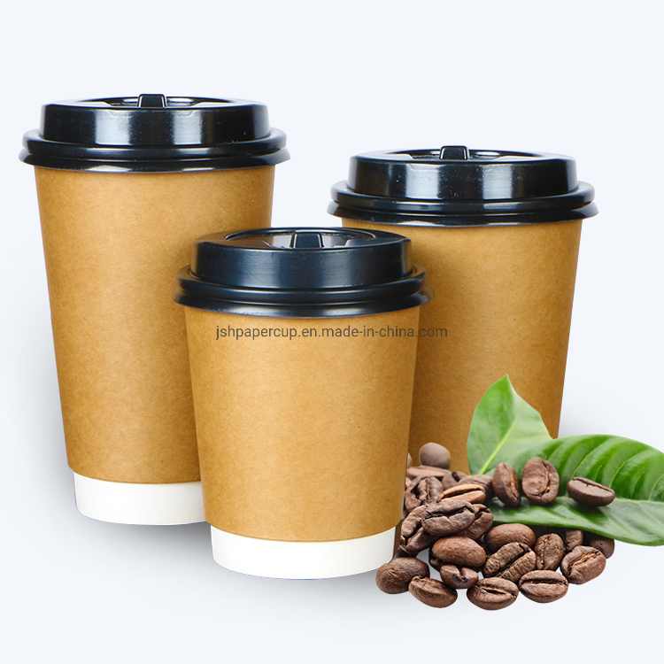 Wholesale Eco Friendly Disposable Full Printing Color 8oz 14oz 16oz Double Wall Customized Coffee Paper Cups for Hot Water Coffee Juice Drinking