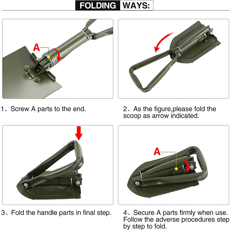 Portable Shovel Multi-Function High Carbon Steel Shovel Garden Spade Car Shovel Outdoor Mini D Handle Engineer Camping Folding Shovel