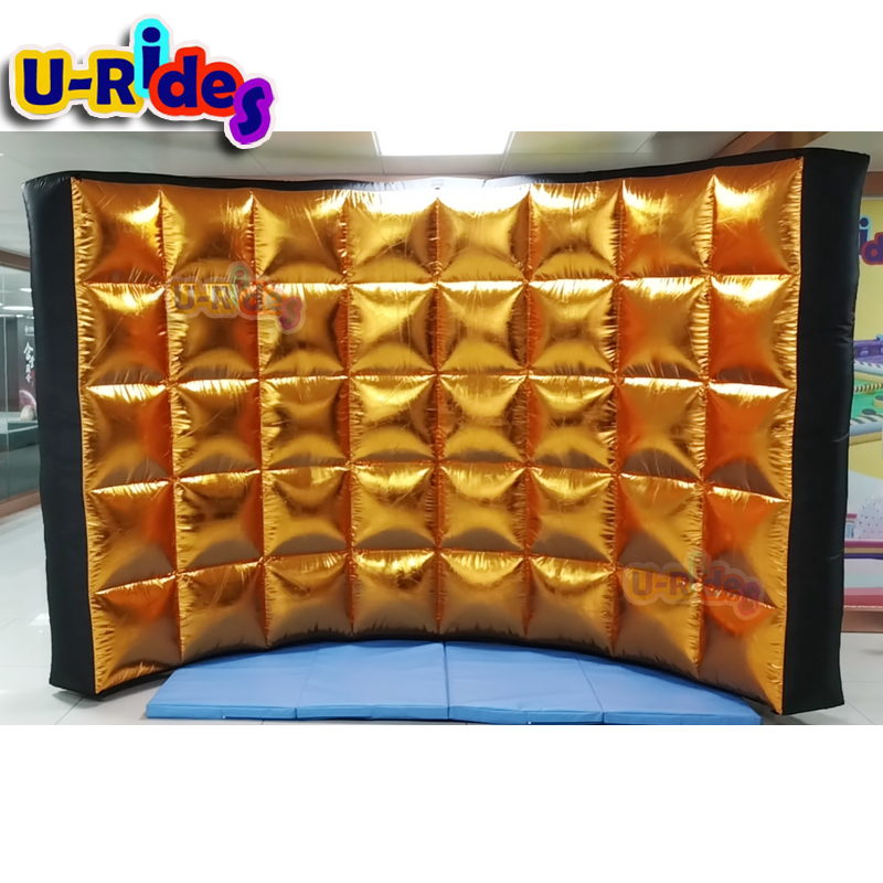 Customized Golden color inflatable wall led background inflatable photo booth with Air blower inside