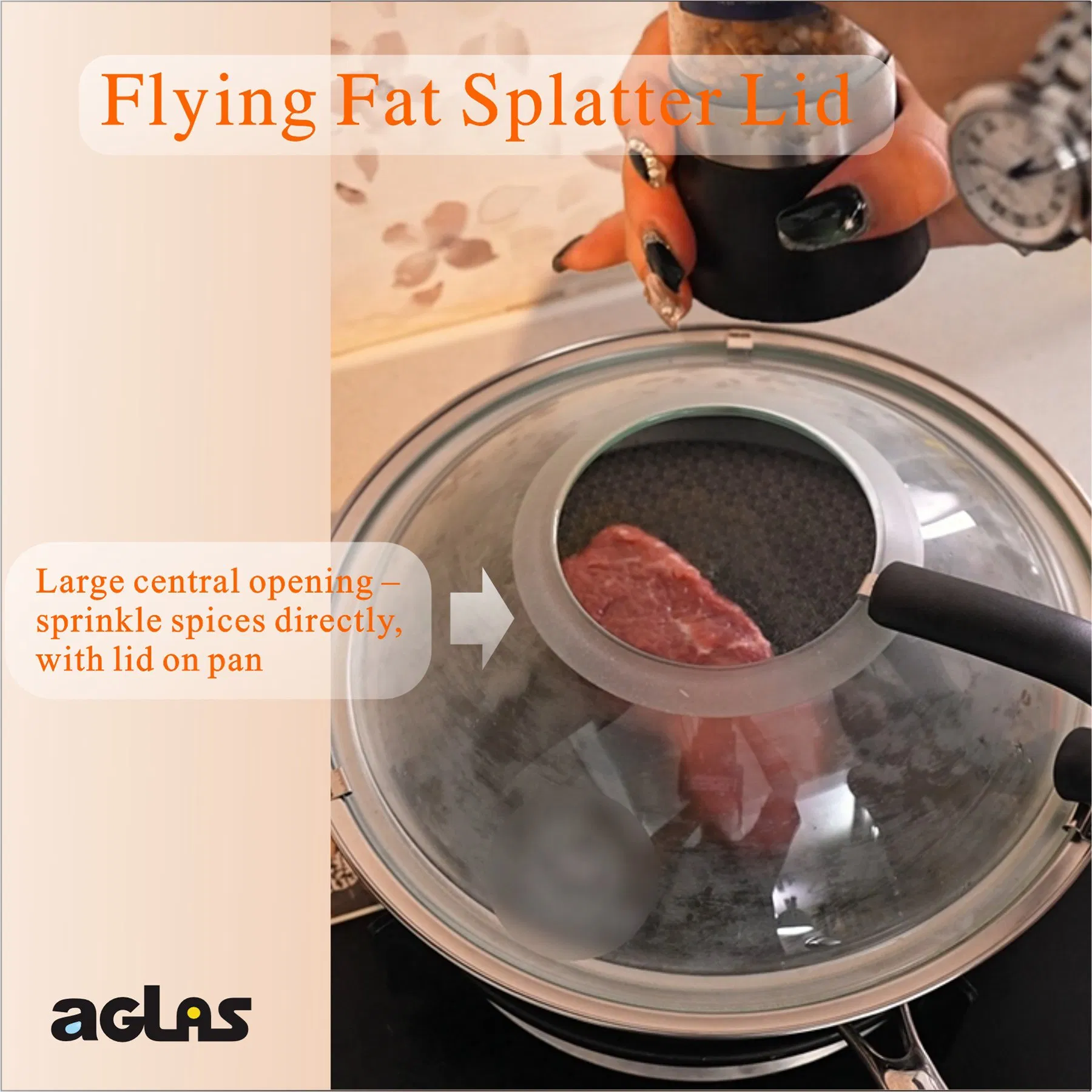 Premium Kitchenware Tempered Glass Anti-Splatter Lid, Spill Stopper Lid, Stir See Through Lid