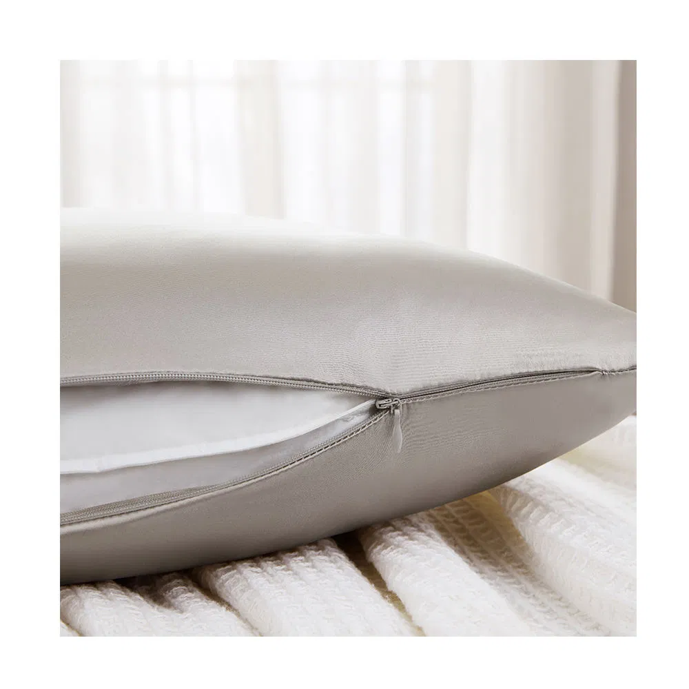 Luxurious Light Grey Mulberry Silk Pillowcase with Hidden Zipper