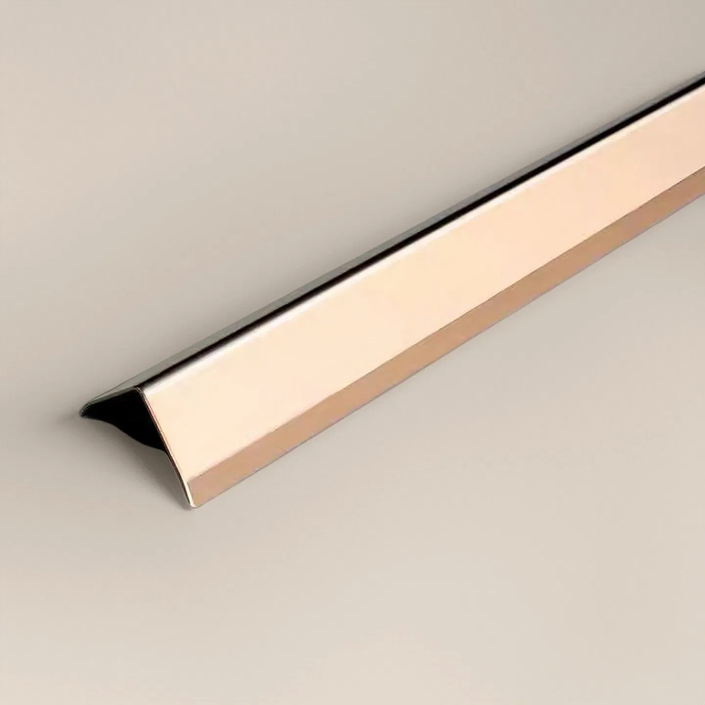 T&C L28 L-Shape PVD Gold Color Mirror Brushed Finish Stainless Steel L-Edge Trim for Countertop