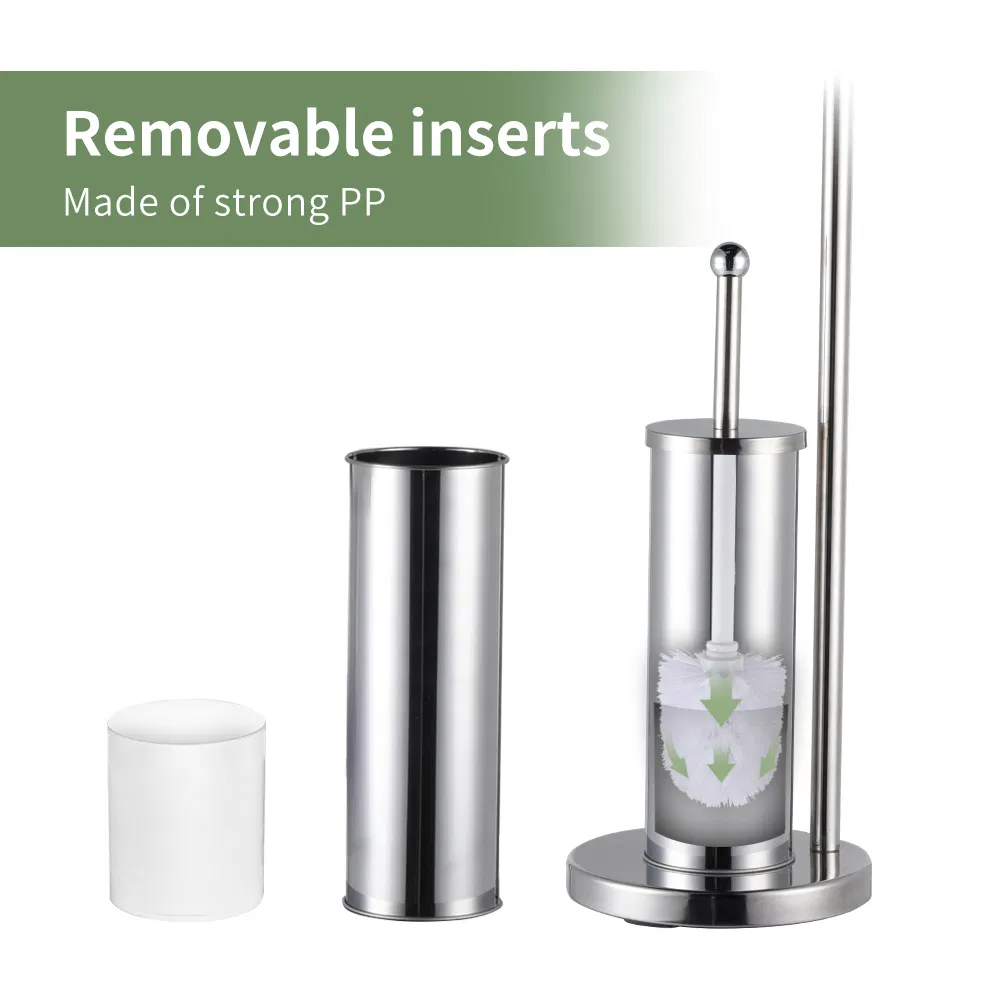 Stylish Stainless Steel Toilet Brush and Tissue Holder Combo