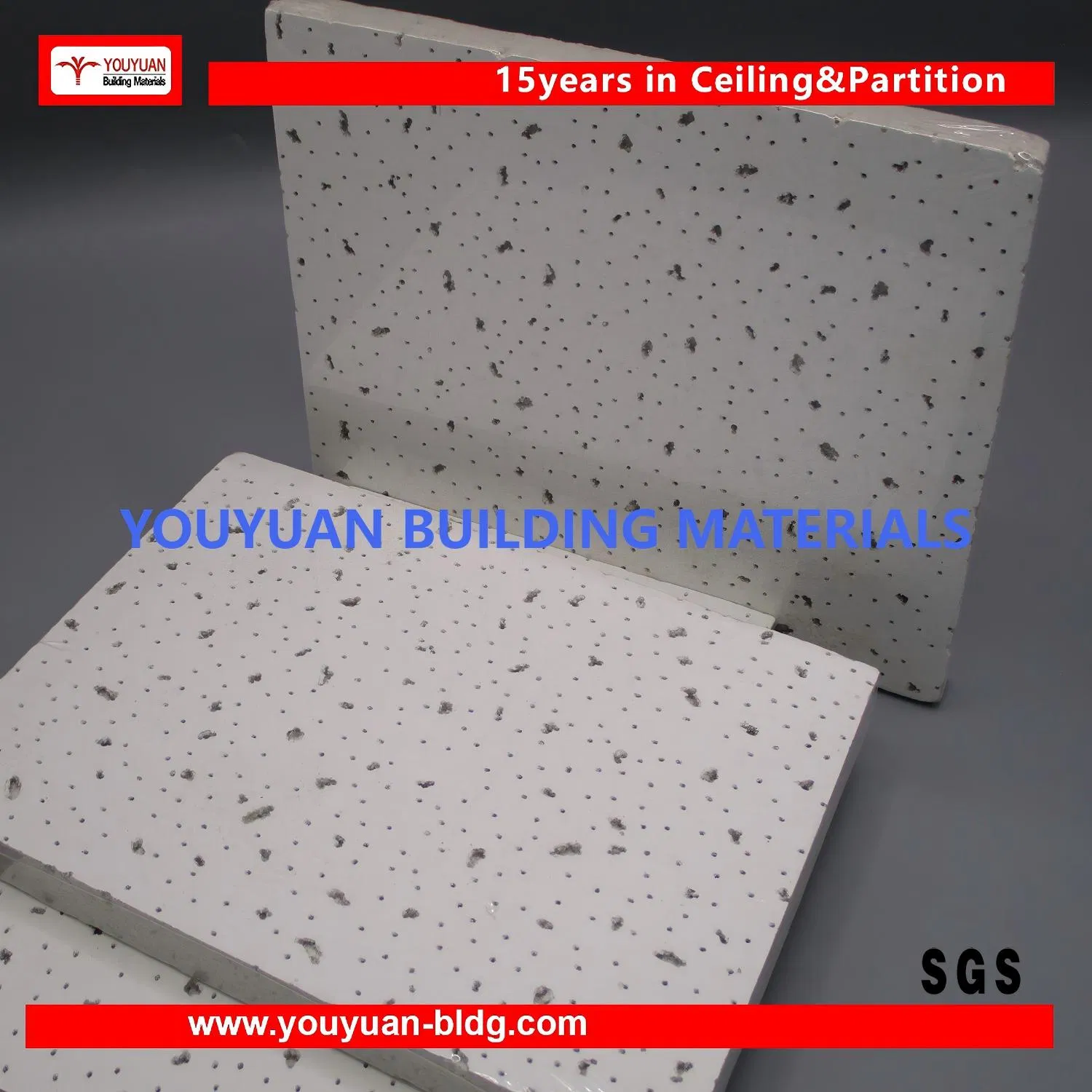 605X605mm Ceiling Tile Fireproof Acoustic Mineral Fiber Wool Suspended Ceiling Board