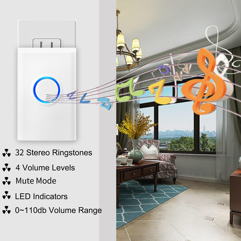 Cheap Battery Wireless Doorbell with LED Flashing Light for Deaf