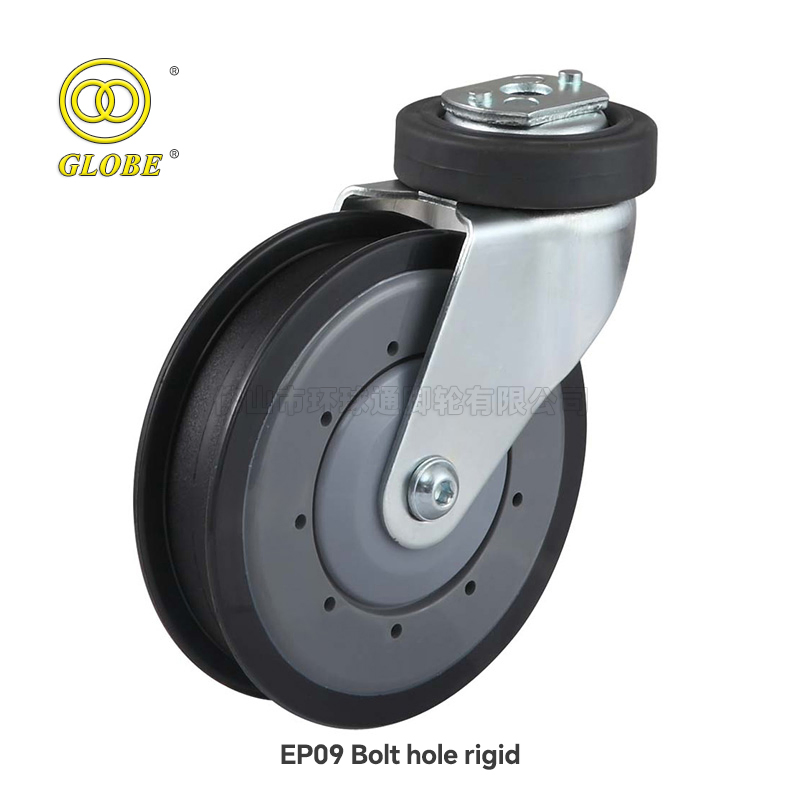 Globe Swivel Caster Bolt Hole Wheel Type Rigid Shopping Cart Caster