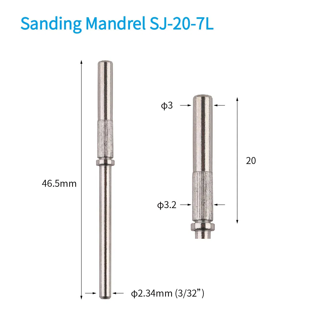 Sj-20-7L 3mm Super Long 20mm Mini Sanding Band Stainless Steel Mandrel