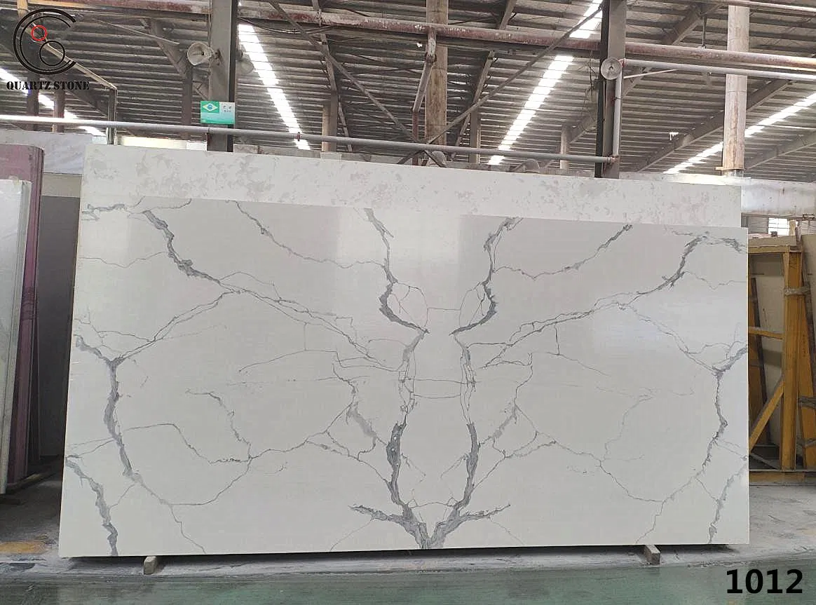 White Artificial Quartz Stone Slab with Beautiful and Clear Veins