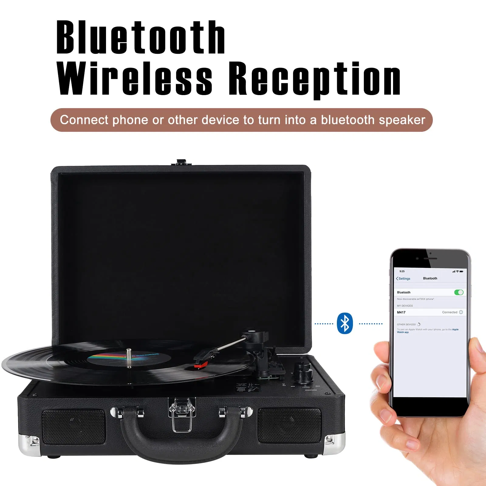 Портативный чемоданный проигрыватель винила Bluetooth Type-C