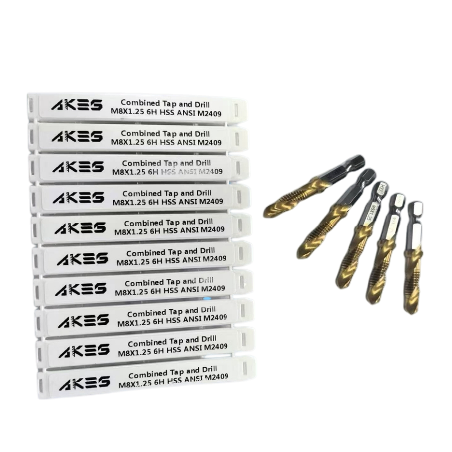 HSS Metric Hex Shank High Speed Steel Spiral Flute Tap Bit Set M8 X 1.25