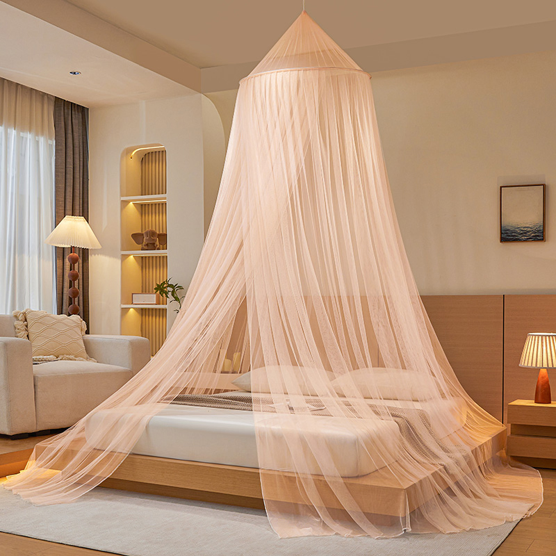 Luxury Home Queen Size Bed Circular Mosquito Net 100% Polyester Round Hanging Foldable Easy up Dome Ceiling Canopy Cover King Size