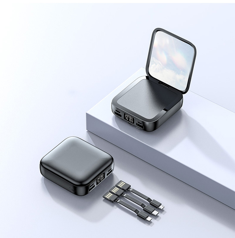 Power Pack, Miniature Design Makeup Mirror, Built-in Cable Custom Logo Gift Selection