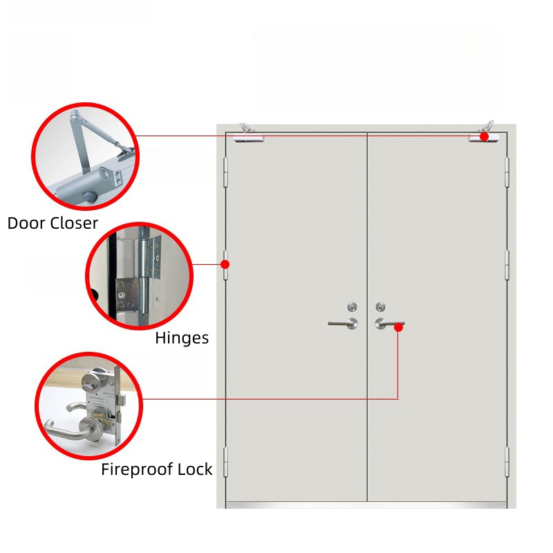 UL Listed Fire Rated Iron Door with Custom Glaze Option