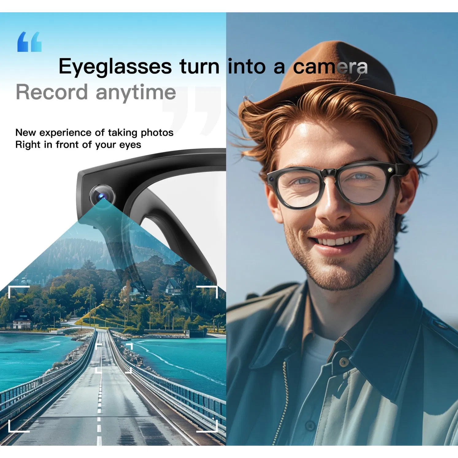 Ai Translator Glasses Voice Assistant Video Recording Photogray WiFi Smart Glasses with Camera