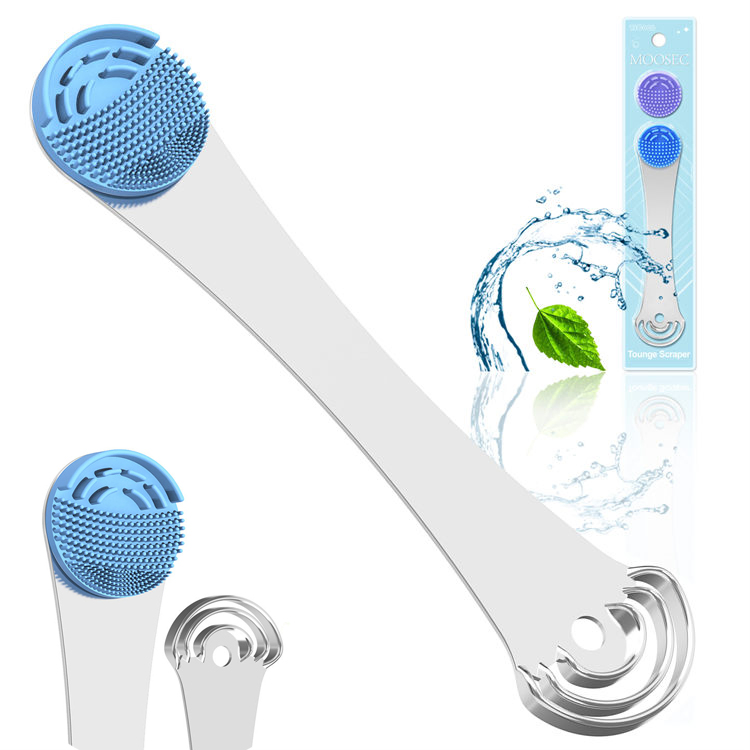 Stainless Steel Silicone Tongue Cleaner Scraper