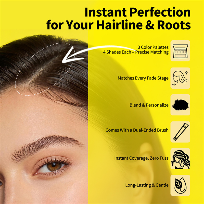 Professional Hairline Concealer Powder Custom Logo Instant Root Touch up Black Brown Hair Loss Fiber Powder with Brush
