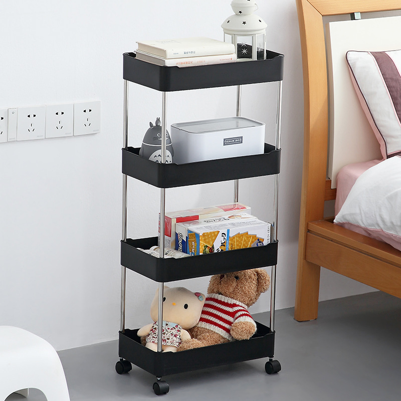 Factory Direct Sales Multi-Purpose Kitchen Bathroom Floor-Standing Storage Rack Storage Trolley Rack