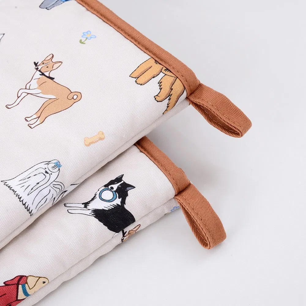 Factory Non-Slip Heat Resistant Jacquard Cotton Hemp Oven Mitt