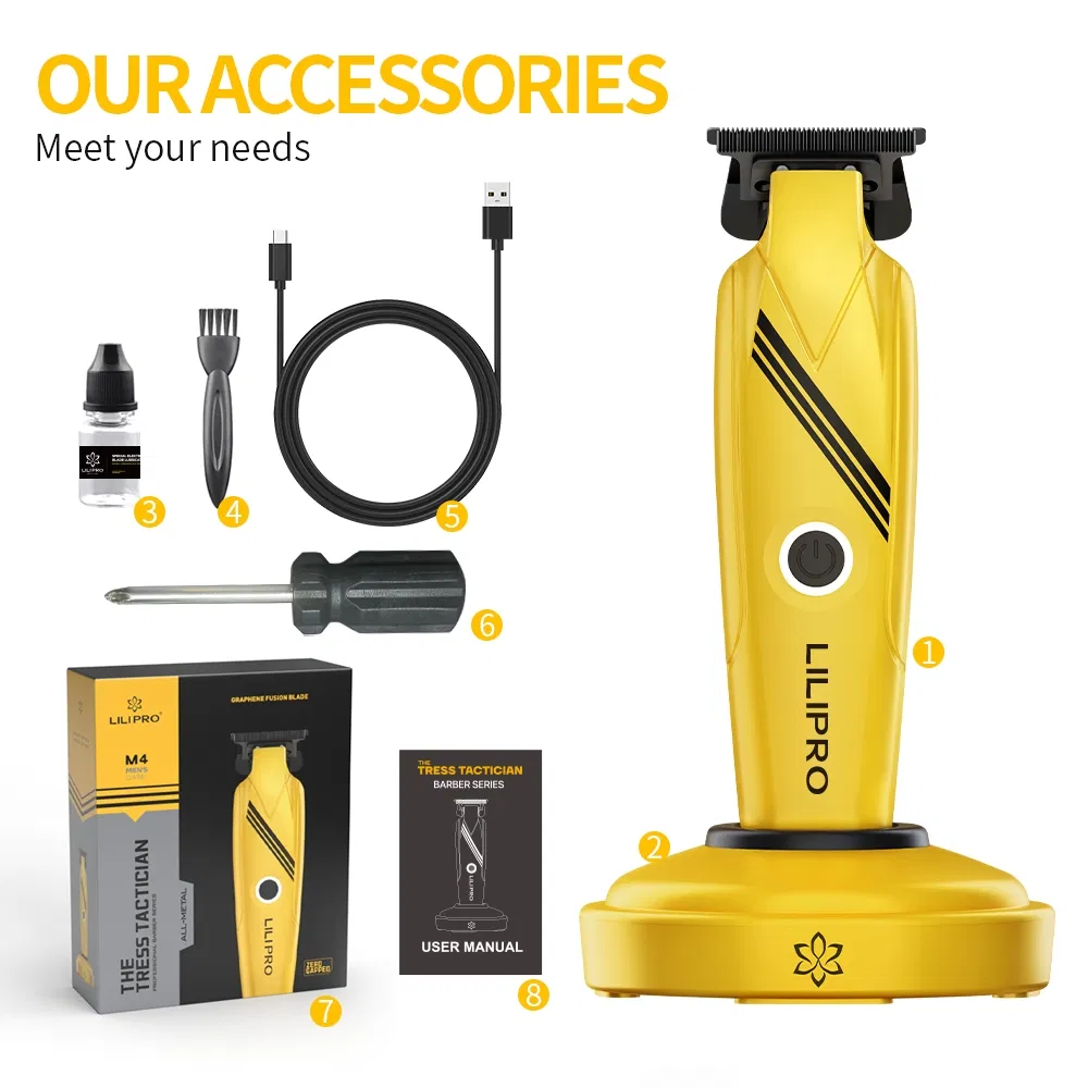 Lilipro Professional Cordless Electric Rechargeable Combo Clipper Y Trimmer High-Speed Motor Aluminum Alloy Barber Machine