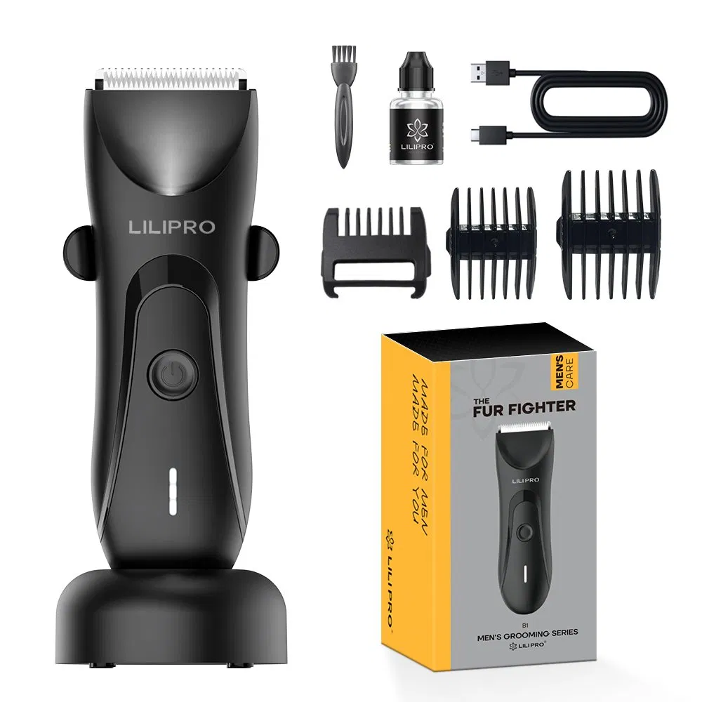 Lilipro B1 Waterproof Ball Trimmer W/Light & Ceramic Blade Body Groomer for Pubic/Body/Groin Grooming Electric Razor Shavers