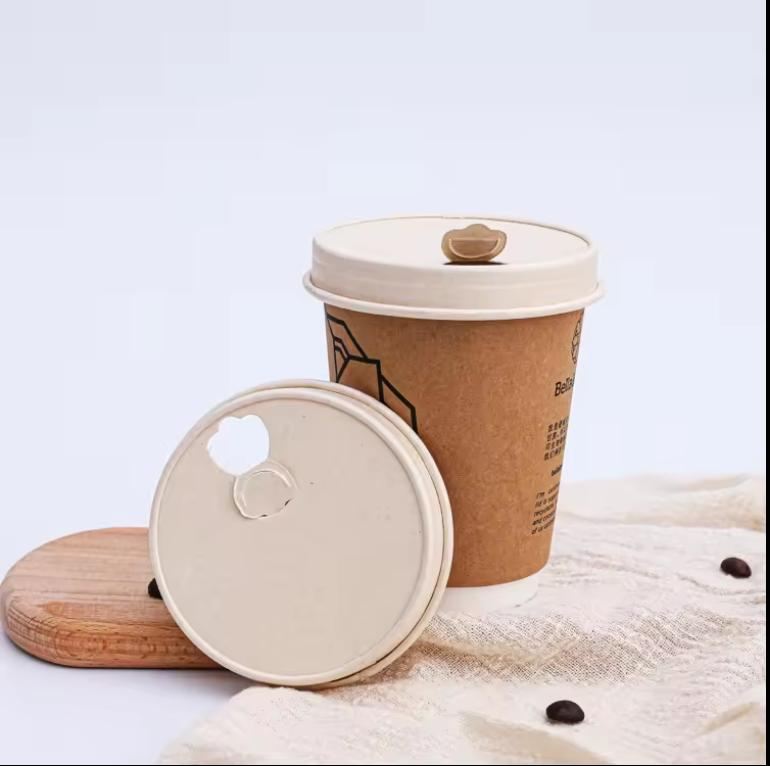 Biodegradable Paper Disposable Craft Paper Compostable Coffee Cup Paper Lid