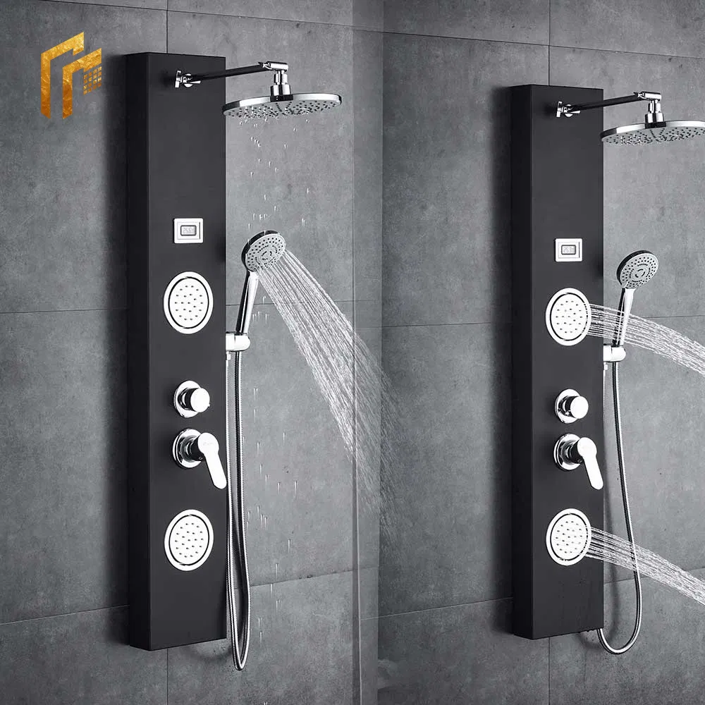 Factory Direct Price Best Modern Fujian Black Stainless Steel Wall Mounted Shower Faucet Panel for Shower