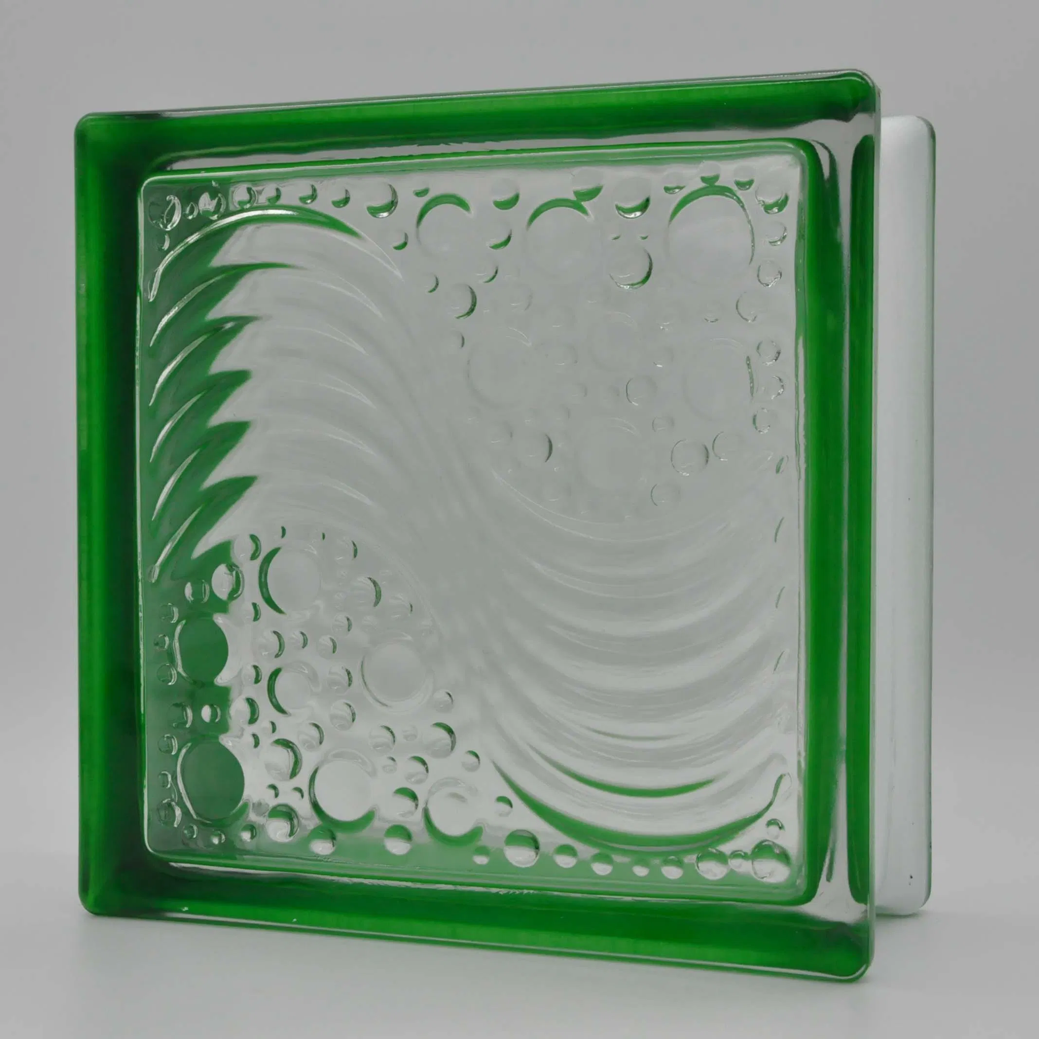 Decoration 190*190*80mm Decorative Cloudy Crystal Side in Colored Glass Block Brick