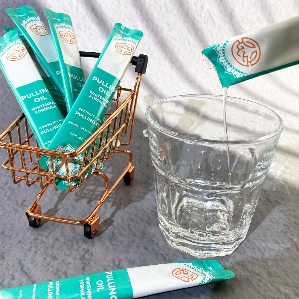 Custom Logo Mouthwash Oil Pulling Sachet 20 PCS Seed Oil Extract Mint Mouth Wash Travel Size