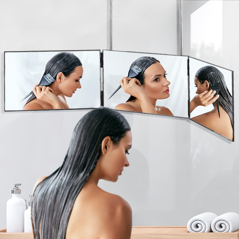 Bathroom 3 Way Trifold LED Wall Makeup Mirror for Self Cut Hair Cutting Gmd731