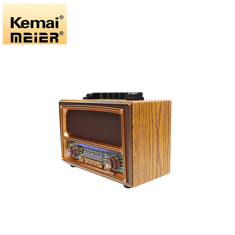 Natural Wood Retro Full Band Multi Function Rechargeable Radio with Wireless Connection Support AC Charge