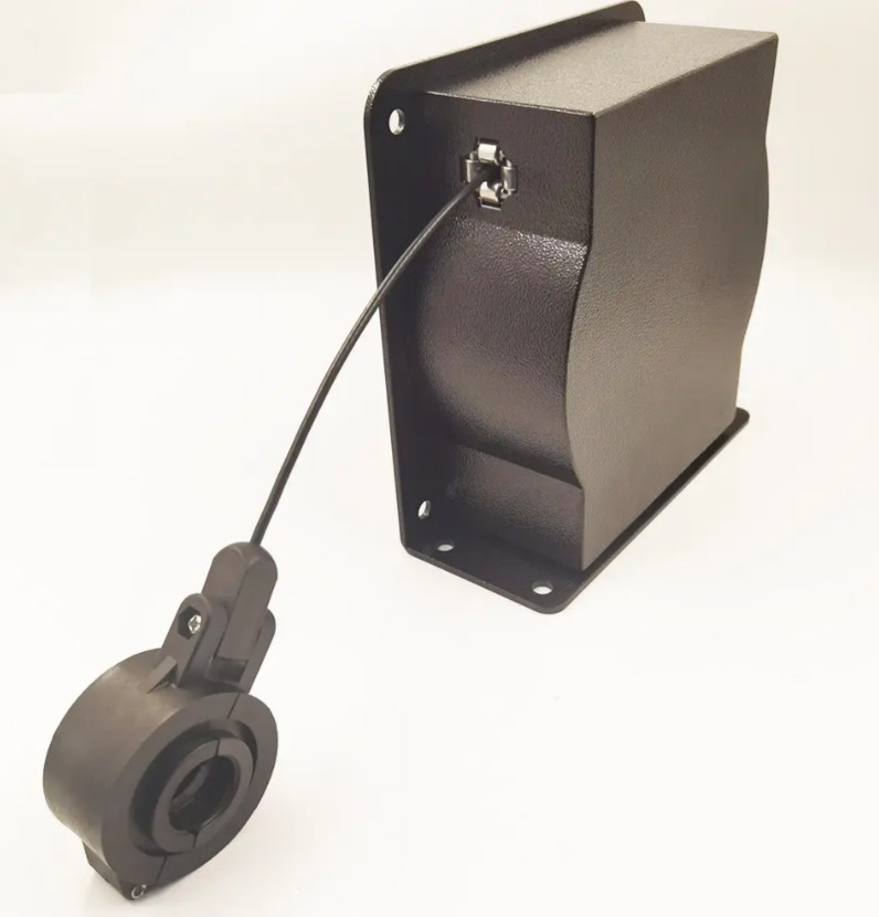Spring Loaded Cord Retractor with Auto Stop Ratchet Lock for EV Charger and Fuel Hose Cable Management