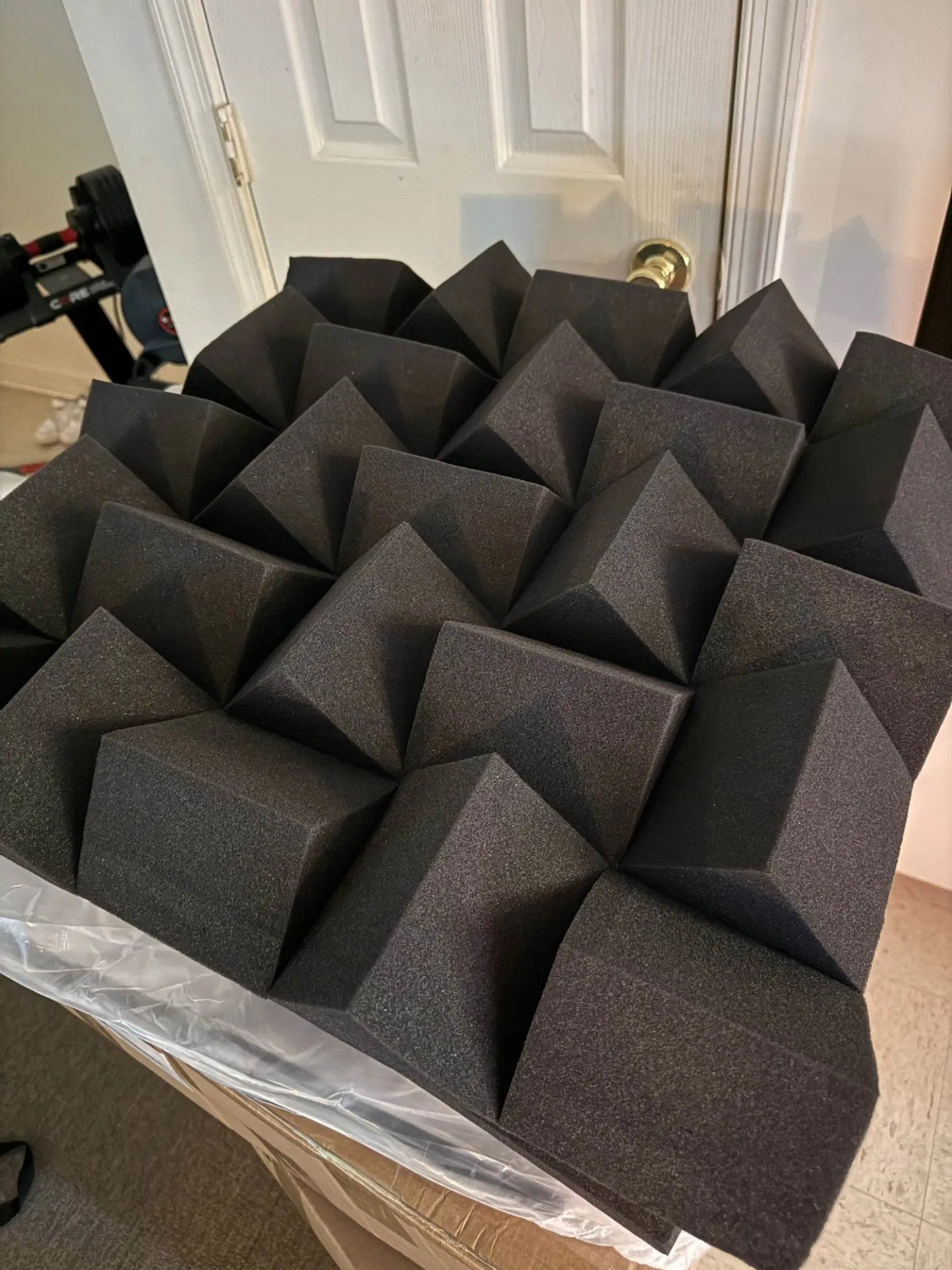 60X60cm Size Fireproof Acoustic Diffuser Foam Wall Panel High Resilience PU Material Soundproof 3D Wall Padding Tiles for Studio