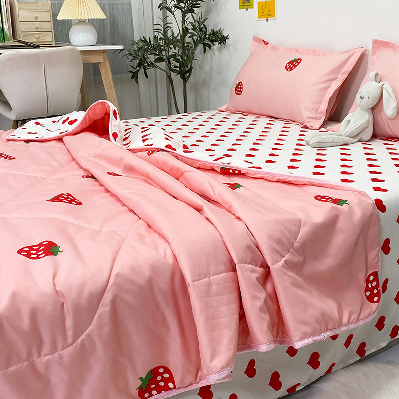 Home Collection Decorative Bed Single Pink Strawberry Heart Summer Bedspread