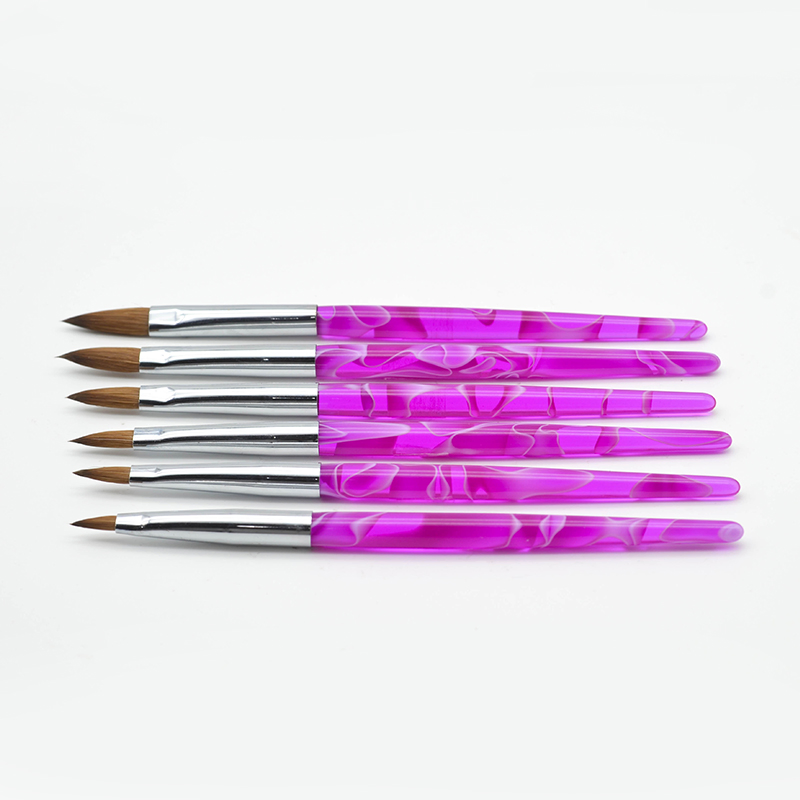Guyo 100% Kolinsky Brush Acrylic Nail Brush with Pink Marble Handle