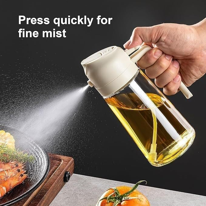 DS-2646WH Oil Dispenser, Olive Oil Bottle for Kitchen 16 Oz Glass Olive Oil Dispenser and Vinegar Dispenser, Oil Bottles for Kitchen (470ml)