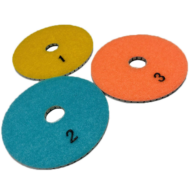 Factory Price 4 Inch Best Price 3 Step White Diamond Wet Polishing Pad for Marble Granite Quartz Stone