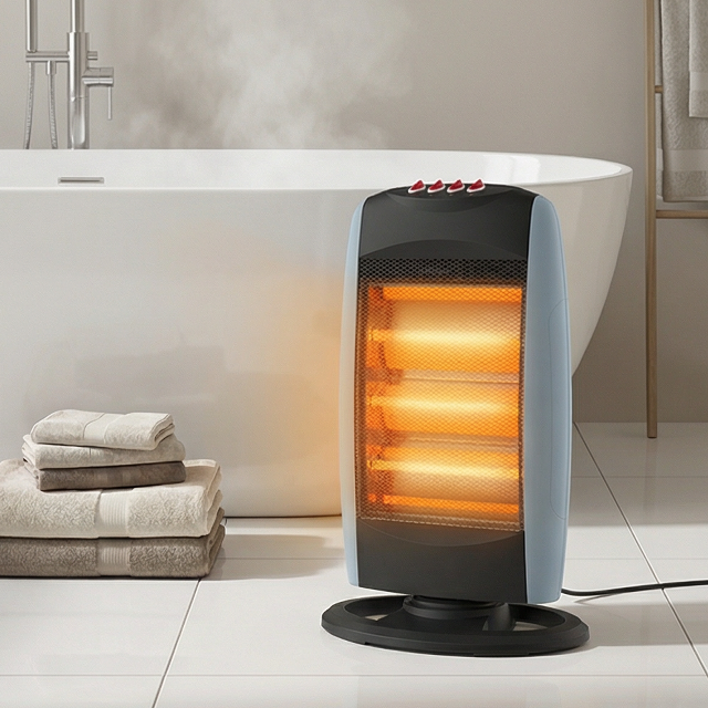 Energy-Efficient Halogen Heater with 3 Power Settings and Oscillation