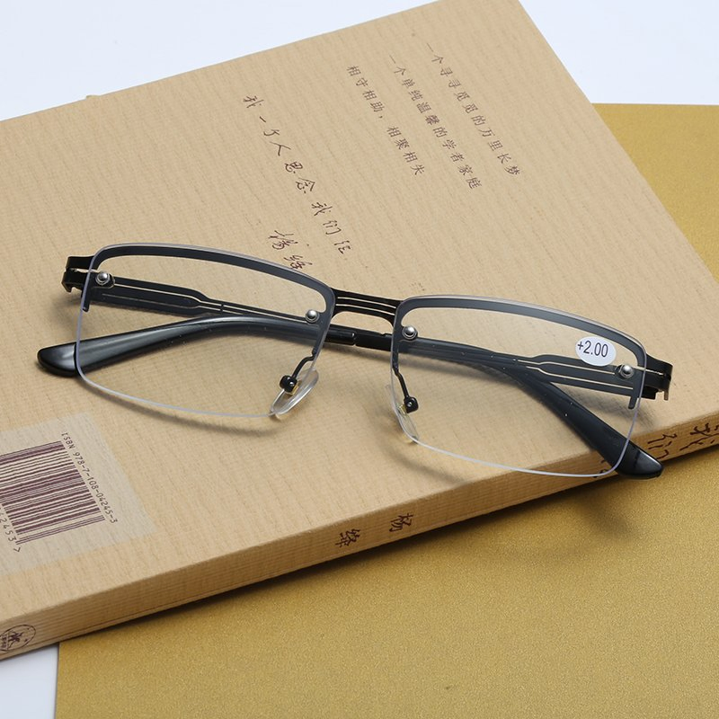 Eyebrow Line Frame Rectangular Half Frame Gold Metal Glasses Frame Eyeglasses Reading Glasses