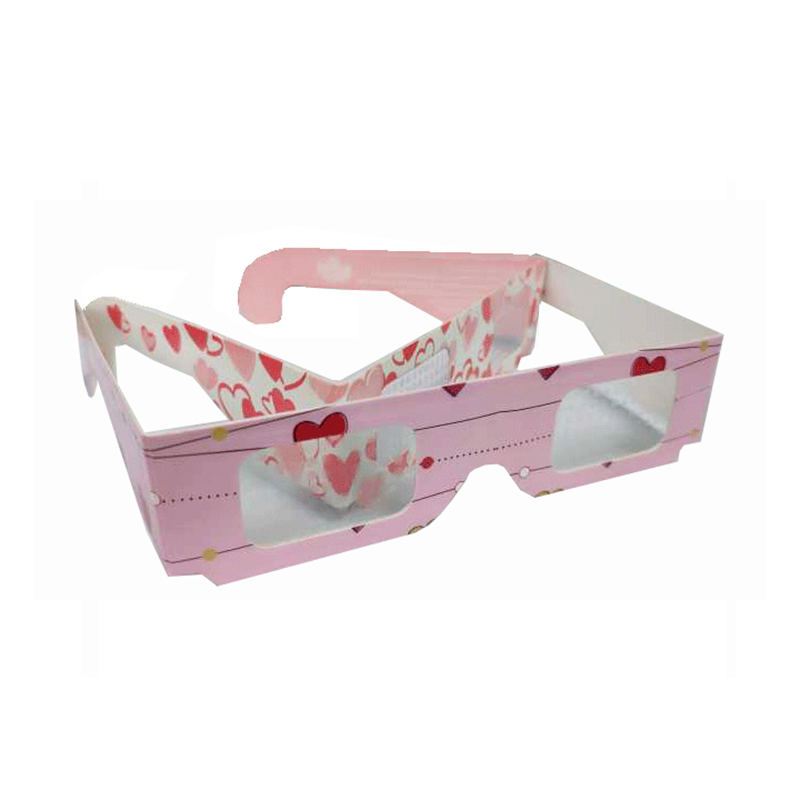 Promotional Item Paper Light Diffraction Glasses Christmas Celebrational Heart Shaped Diffraction Glasses