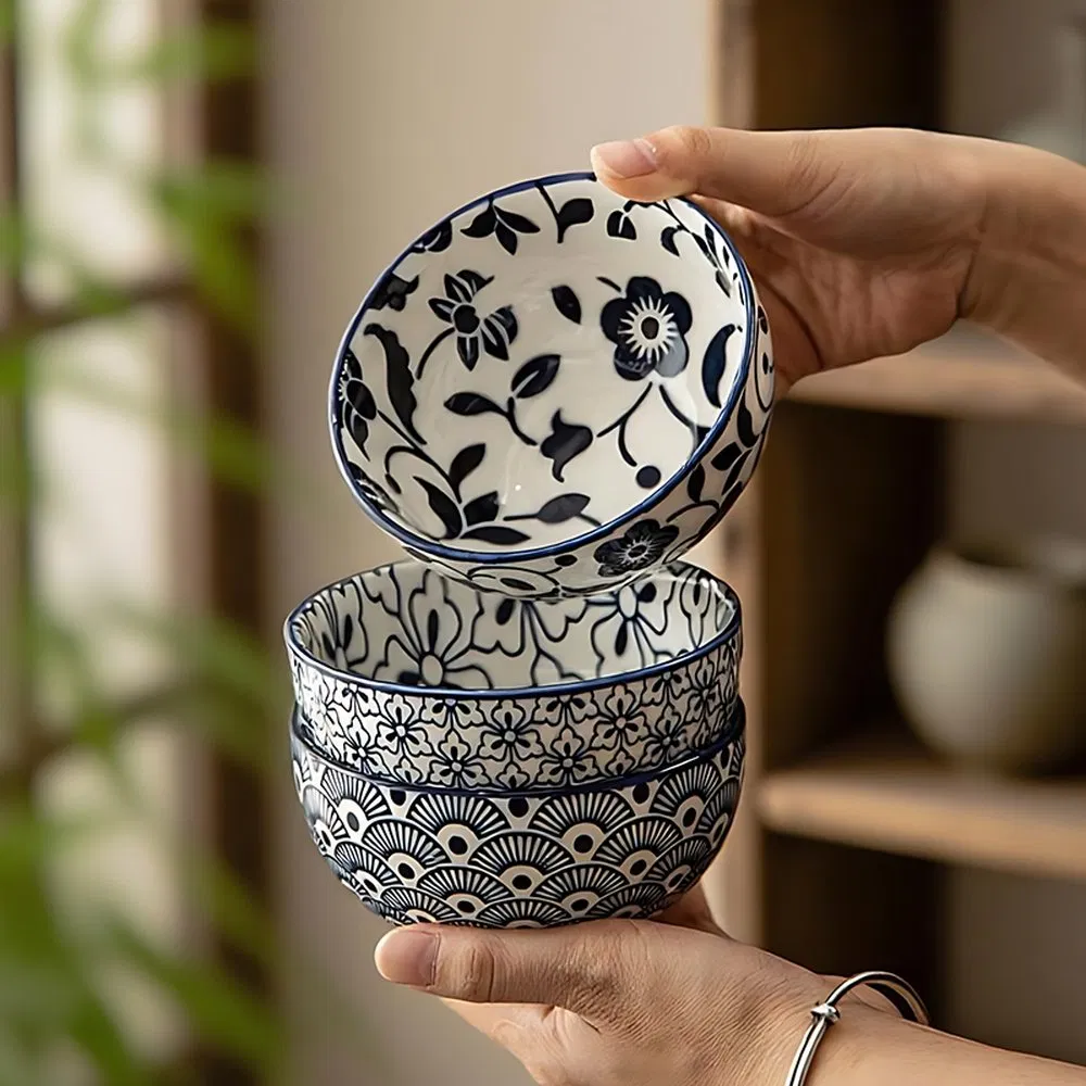 Heat Insulation Practical Ceramic Food Rice Bowl for Client Reception