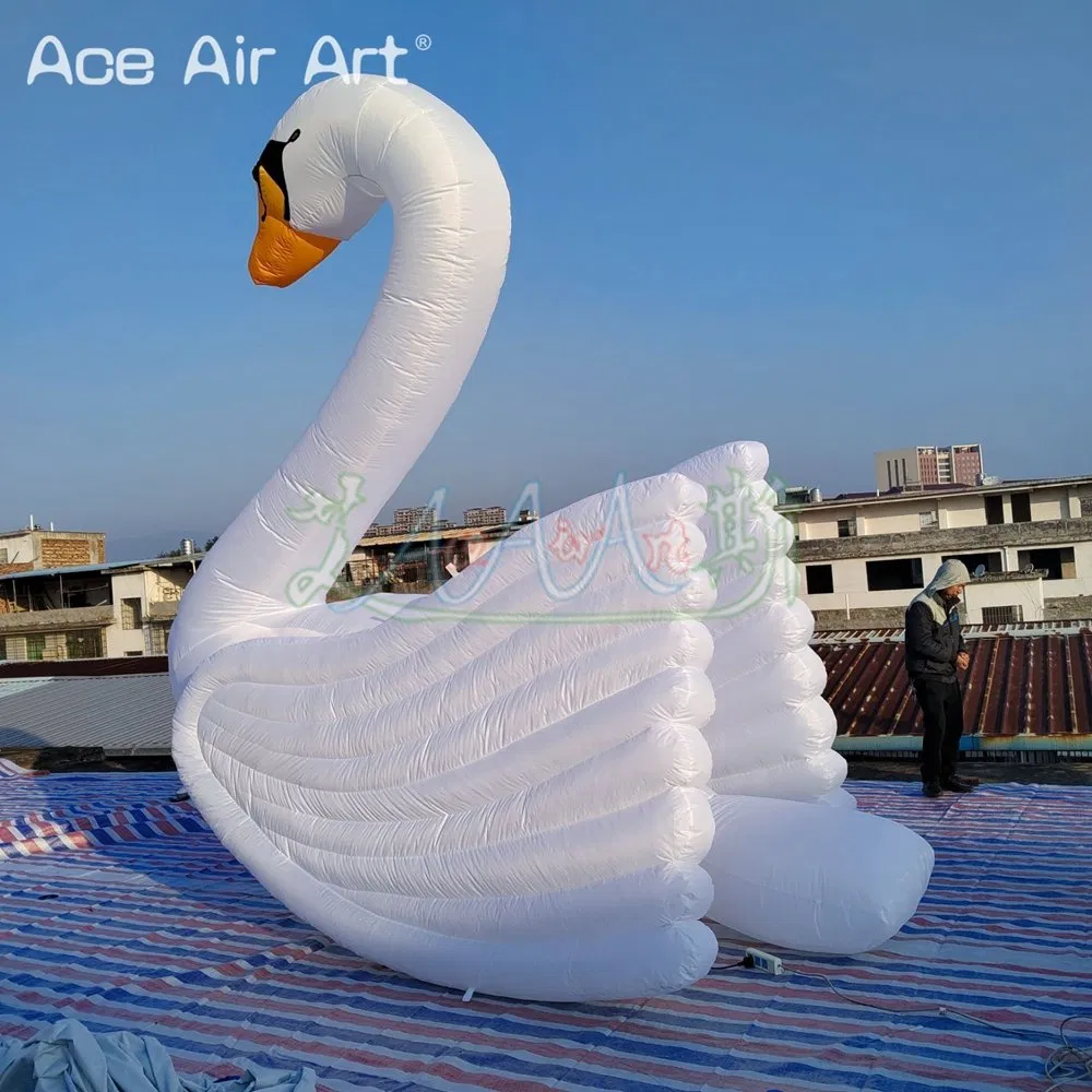 4ml Giant Beautiful Inflatable White Swan with Air Blower for Event Decoration Advertising