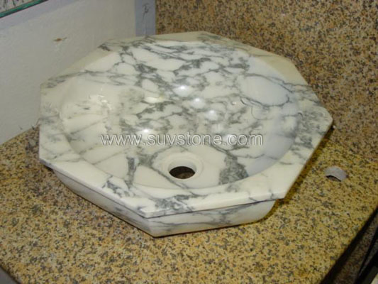 White Carrara Marble Bathroom Wash Basin for Bath Room/ Kitchen
