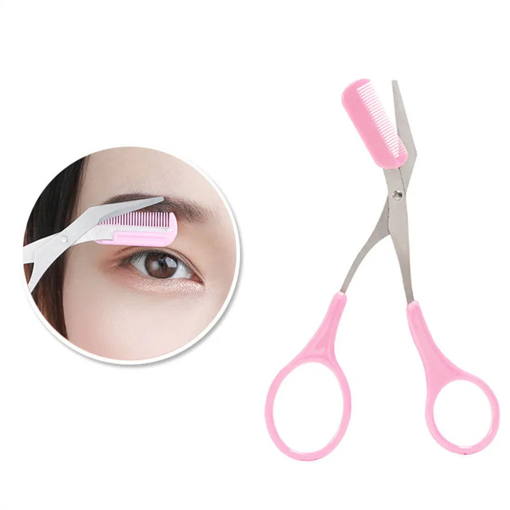 Hot Sale Stainless Steel Eyebrow Trimming Scissors with Eyebrow Comb