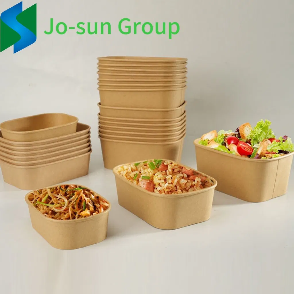 Factory Outlet Wholesale Food Grade Takeout Box Rectangular Paper Kraft White Bowl with Lid