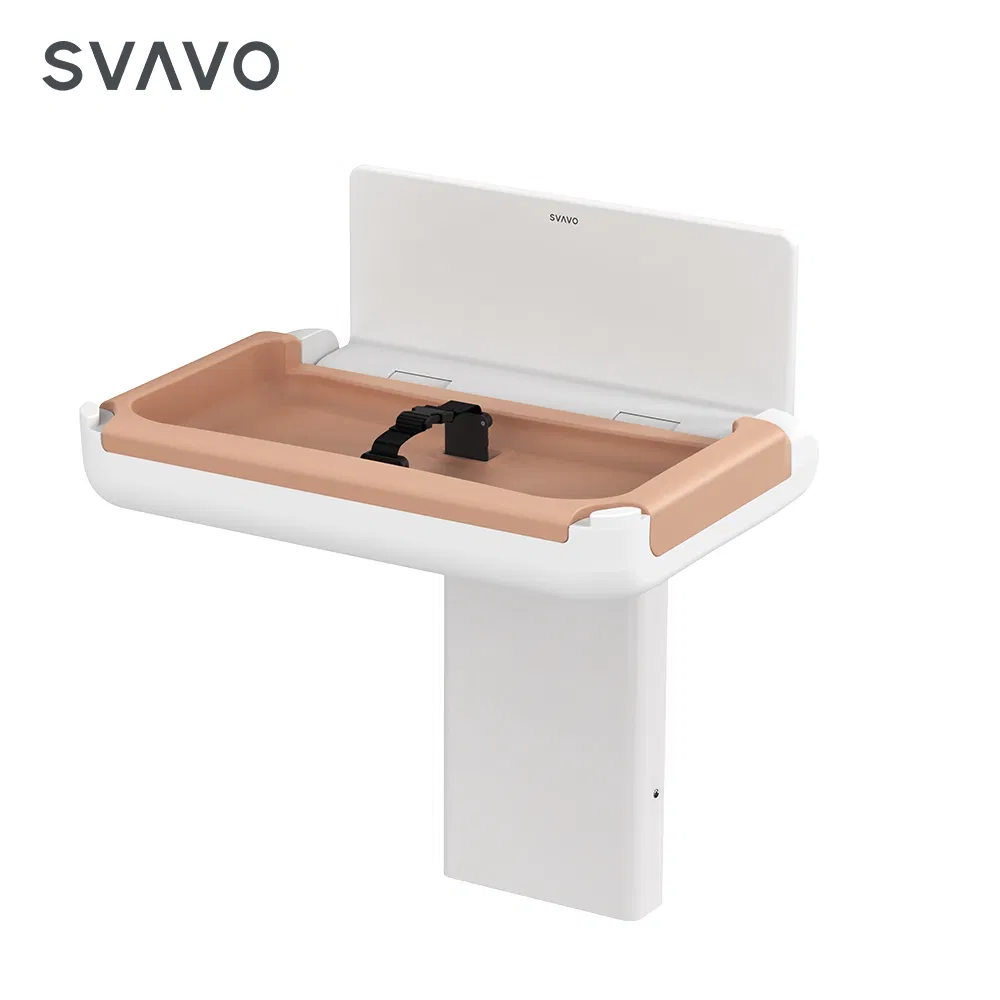 Commercial Restrooms Wall Mounted Baby Changing Diaper Station with Safety Straps Stand