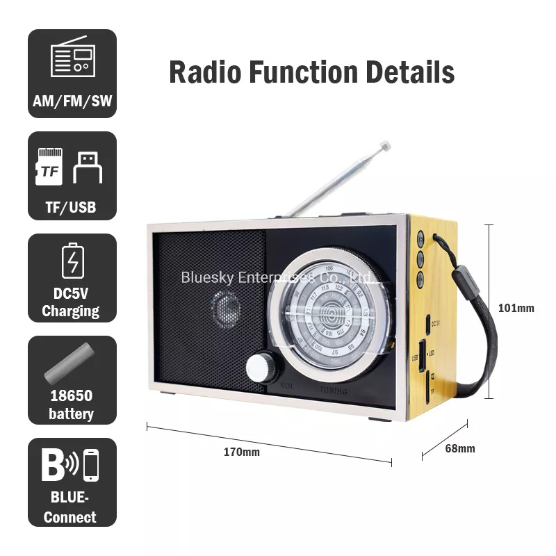Best Reception FM/Am/Sw Radio Wireless Music Player Portable Radio with Solar Panel