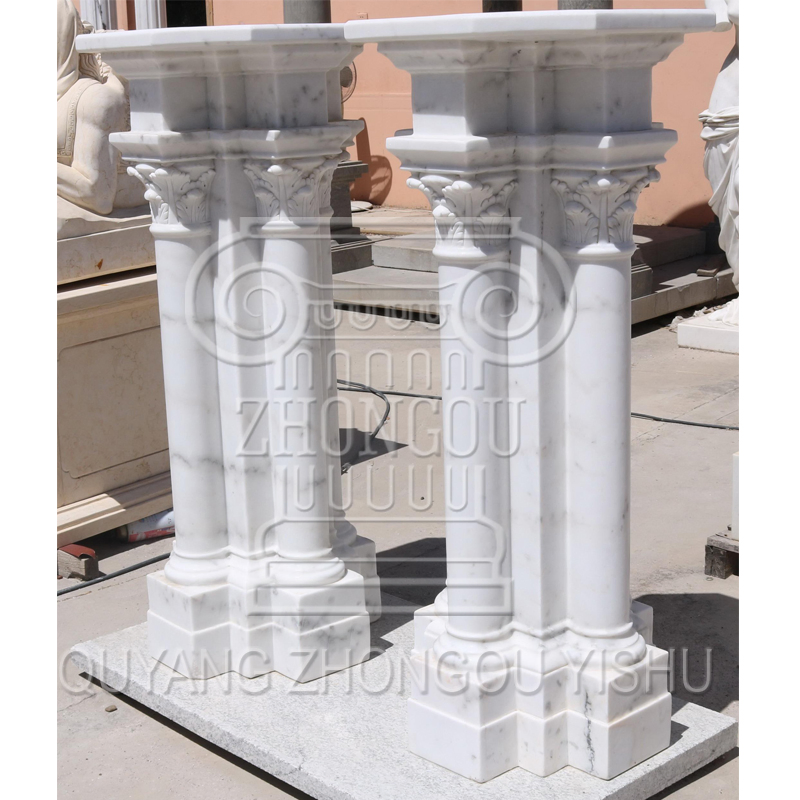 a Pair of White Marble Pedestal in Simple Design