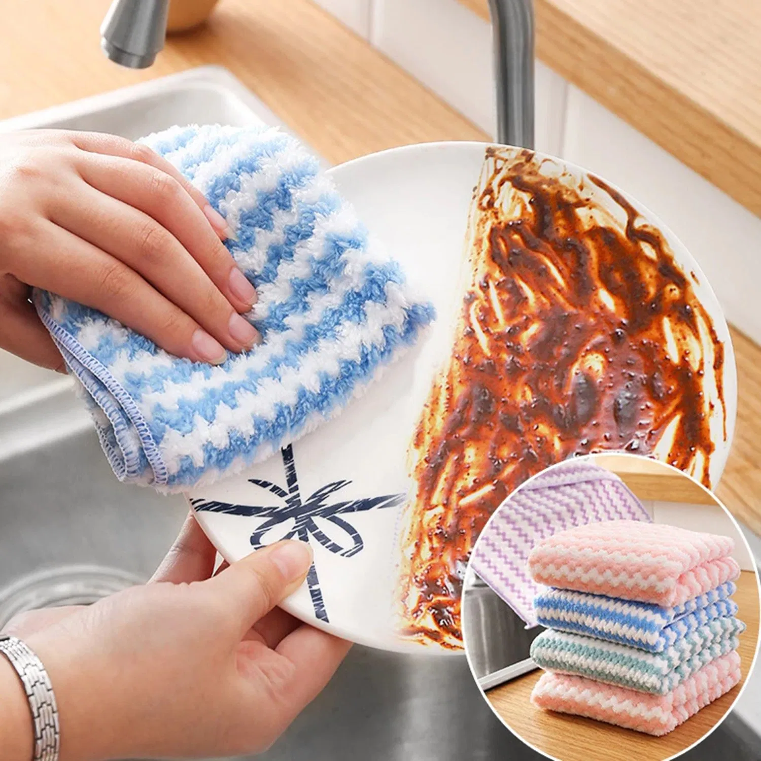 Microfiber Cleaning Cloth and Reusable Kitchen Towel Dish Cloth