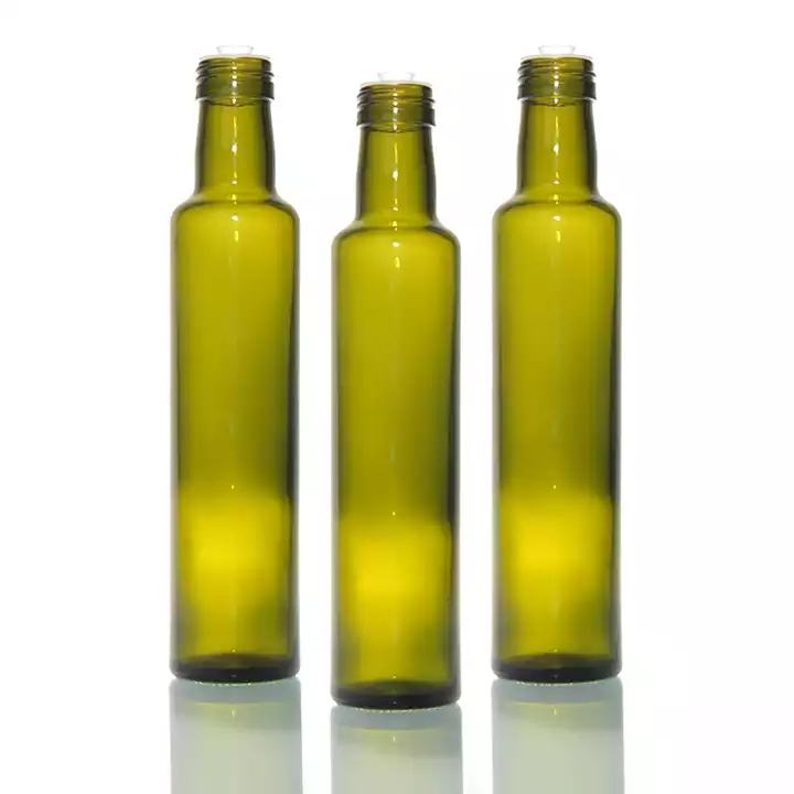 Hot Sale Frosted Clear 100ml 250ml 500ml Glass Olive Oil Bottle with Aluminum Cap Set