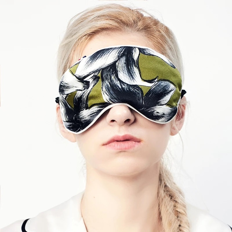Custom High Quality Lady Silk Printed Eyemask Factory